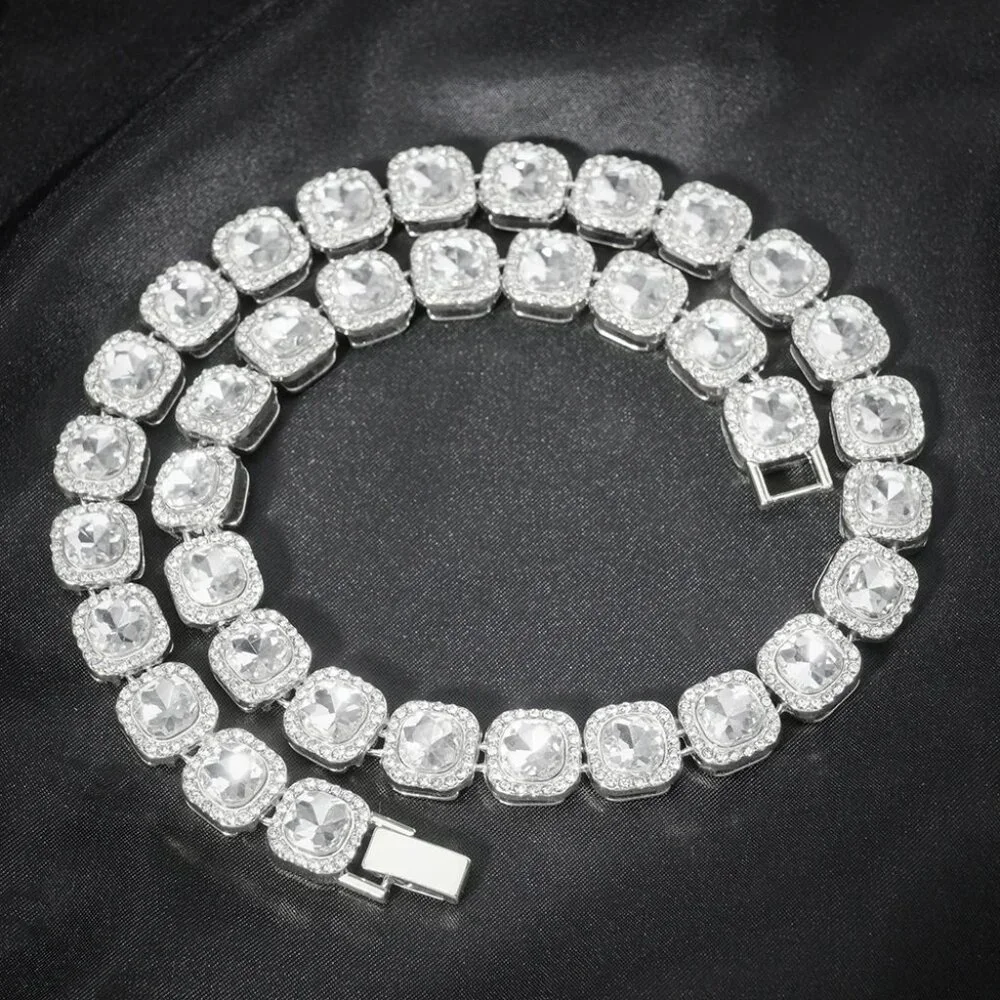 ⭐ Large 22" Long Iced Out Diamond 46 Ctw. Chain 13mm Wide 18k White Gold ⭐ - Picture 3 of 4